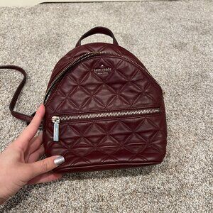 Kate Spade Natalia Mini Convertible Cherrywood Quilted Leather Cherry Red